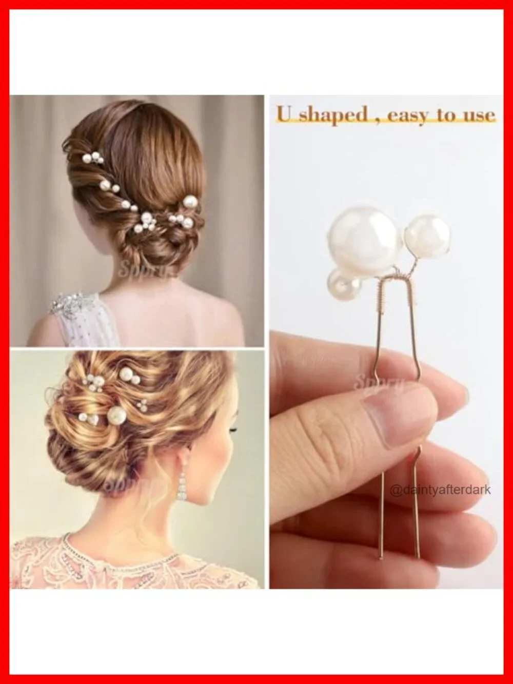U Shape Pearl Wedding Hair Pins, Set of 12 - Elegant Updo Hair Accessories